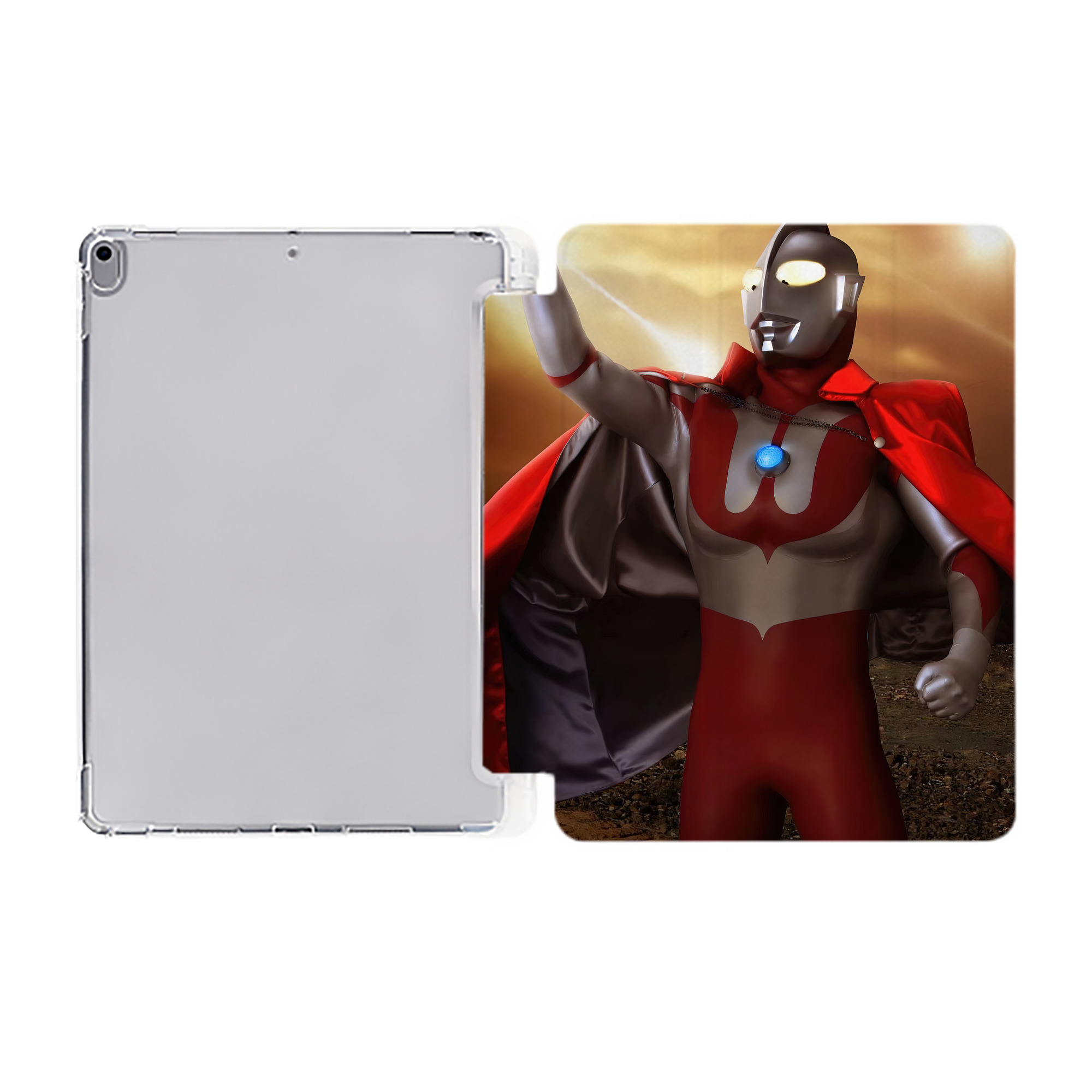 （画像用） ウルトラマン Ultraman IPad ケース ペン収納付き 三つ折りスタンド PUレザー×シリコン 対応機種9.5/10.5/10.9インチ